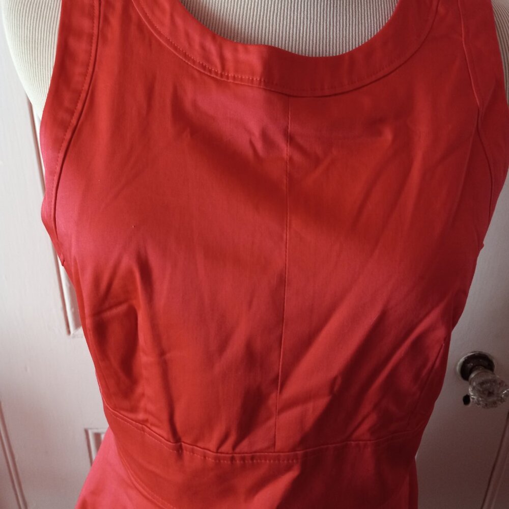 FRENCH CONNECTION DEEP CORAL COTTON SLEEVELESS DRESS NEW NWOT 8 - Picture 6 of 11